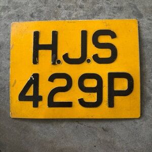United Kingdom UK British Motorcycle Moped Vintage 1970’s License Plate HJS 429P